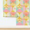 Palm Springs Bright Retro Geometric Squares Trees Sunglasses Stripes Stars Pastel Flamingo Custom Pre-pasted Wallpaper by Spoonflower Pre-Pasted Wallpaper 2FT Wide